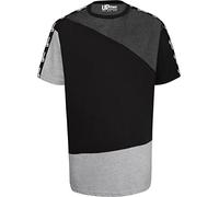 Uptheir Early Men's Large T-Shirt in Grey with Branded Taping - Comfortable Relaxed Fit Top - Plus Size Cotton Tee - Cut & Sew Colour Block Panel - S