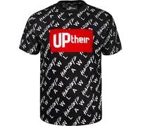 Uptheir Get Serious Men's All Over Exclusive Print T-Shirt in Black with Crew Neck - Comfortable Large Fit Casual Top - Plus Size Short Sleeve Tee - M
