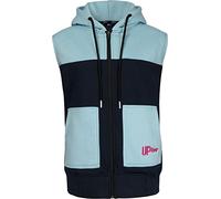 Uptheir Kyra Women's Zip Through Hooded Gilet in Navy with Elasticated Waistband and Embroidered Logo - Plus Size Vest Jacket - 2XL