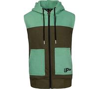 Uptheir Kyra Women's Zip Through Hooded Gilet in Olive with Elasticated Waistband and Embroidered Logo - Plus Size Vest Jacket - L