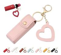 Uptiar Lip Oil Keychain - Mirror & Oil 2-in-1 Holder for Lip Gloss Lipstick & Balm, Portable PU Leather Keychain with Mirror, Pink, One size