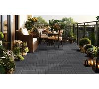 Garden Gear WPC Decking Tiles 30x30cm Interlocking Non-Slip Outdoor Flooring, Fade-Resistant & Weatherproof, Easy to Install, Walnut or Dark Grey (Grey 10)