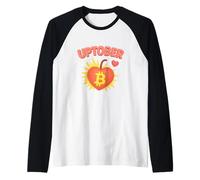 Uptober Bitcoin Heart Cute Comic Crypto Fly to The Moon Raglan Baseball Tee