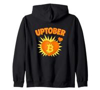 Uptober Bitcoin Heart Cute Comic Crypto Fly To The Moon Zip Hoodie