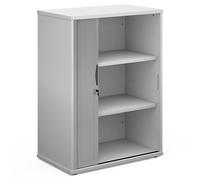 upton 1 door tambour storage cabinet in white with 2 shelves