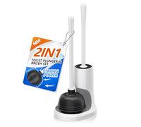 uptronic Toilet Brush and Holder 2 Pack, Toilet Brush with Ventilated Holder, Toilet Bowl Brush with Long and Large Handle for Bathroom-Ergonomic, Elegant,Durable