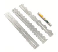 UPTTHOW 3PCS Stainless Steel Metal Paper Tearing Ruler Craft Ruler for Cutting Paper to Wavy Line Jagged and Irregular Edges 12'' Measuring Tool for Engineering School Office Architect and Drawing