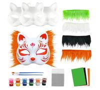 UptVin Therian Cat Mask Kit to Decorate, DIY Furrymask Set, Blank FoxCat Mask with Realistic Fur and Eye Mesh, DIY Therian Maskmaking Kit for Cosplay
