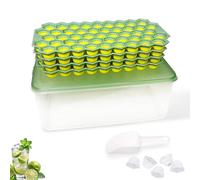 Uptwomark Small Ice Cube Tray with Lid and Storage, 4 x Silicone, Food Grade Trays for Freezer, Stackable & Easy Release, 188 Mini Ice Moulds (Green)