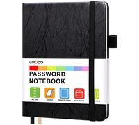 UpUGo Password Book with Alphabetical Tabs, Internet Address and Password Keeper Notebook for Computer & Website Logins, Medium Compact Size, Black