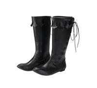 UPUPCOS Men’s Medieval Gothic Boots Pointed shoes Lace-Up Boots Viking Pirate Boot for Officer Halloween Cosplay, Black, 12.5