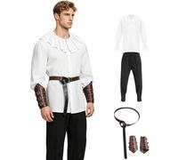 UPUPCOS Men's Colonial Renaissance Costume Costume, Medieval Pirate Steampunk Suit