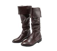 UPUPCOS Renaissance Gothic Boots Pull On Adult Men's Pirate Pleated Boot Medieval Viking Jazz Shoes, Brown, 14