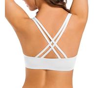 Upushall Women's Push Up Racerback Bra Front Closure Thick Padded Seamless Criss-Cross Back Underwire Bra Add Two Cup, White, 34D