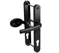uPVC Door Handle 92mm 62mm Offset Lever Pad 210mm Fixings Sprung Pair Patio PVC Black