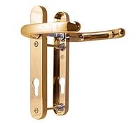 UPVC Door Handles Set - Polished Brass - Lever/Lever - 92mm PZ (Centres) - 122mm Screw to Screw - Backplate 212mm X 34mm - UPVC Door Handle - Polished Brass Replacement Handles - PVC Door Handle