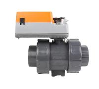 UPVC Modulating Electric Ball Valve Rotary Actuator Double Union Plastic Ball Valves Motorized Control valves 0-10v 4-20mA(DN50,24V)