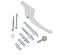 UPVC Universal Lockable Window Espag Handle Multi-Spindle for Double Glazing PVC Windows (White Button) (White)