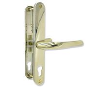 UPVCSTORE Gold: Fullex uPVC Door Handle Sprung Pair - 68pz, 215mm Fixing Centres - Universal Replacement PVC Door Handles - Fully Sprung & Reversible - Gold