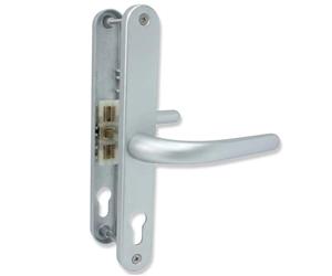 UPVCSTORE Silver: Fullex uPVC Door Handle Sprung Pair - 68pz, 215mm Fixing Centres - Universal Replacement PVC Door Handles - Fully Sprung & Reversible - Silver