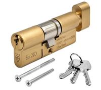UPVCSTORE TS007 3 Star Euro Thumbturn Cylinder - Anti-Snap BSI Kitemarked High Security Door Lock Barrel for uPVC Composite Doors (Brass, 45 Thumbturn / 45 (90mm))
