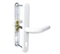 UPVCSTORE White: Fullex uPVC Door Handle Sprung Pair - 68pz, 215mm Fixing Centres - Universal Replacement PVC Door Handles - Fully Sprung & Reversible - White