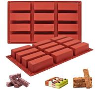 UPVINO Deep Chocolate Bar Moulds 2 Pcs Silicone Chocolate Bar Moulds 12 Cavity Big Chocolate Bar Moulds Deep Chocolate Mould Thick Chocolate Bar Molds Tea Spoon