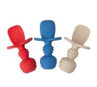 Upward Baby 3 Pack Silicone Baby Feeding Spoon with Anti Choke Barrier - Baby Spoons Self Feeding 6 Months, First Stage Infant Supplies and Toddler Utensils, Baby Led Weaning Soft-Tip Training Spoon