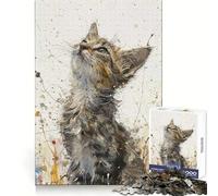 Upward Kitten Gaze Jigsaw Puzzle 1000 Piece for Adults Intellectual Fun Relaxing Pastime Sharp Cut (50x75cm)