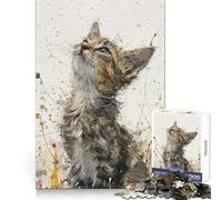 Upward Kitten Gaze Jigsaw Puzzles 1000 Pieces for Teenagers Cognitive Skill Stress Free Fun Exact Cut (38x26cm)