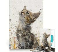 Upward Kitten Gaze Jigsaw Puzzles1000 Pieces Recall Skill Fun Professional Grade Cutting Thoughtful Gift for Mind Activity (38x52cm)