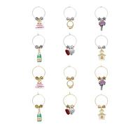 UPware I Do Wine Charms, Zinc Alloy Wine Glass Tags for Stem Glasses, Drink Markers Identifiers for Parties, Tastings, and Entertaining, Multicolor, Set of 12