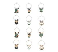 UPware Luck of The Irish Wine Charms, Zinc Alloy Wine Glass Tags for Stem Glasses, Drink Markers Identifiers for Parties, Tastings, and Entertaining, Multicolor, Set of 12