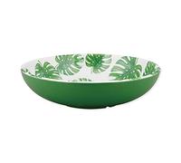UPware Monstera Leaf Melamine Serving Bowl, BPA-Free Tropical Print Green Bowl for Salad, Fruit, Pasta, or Outdoor Entertaining, 11.875 Inch