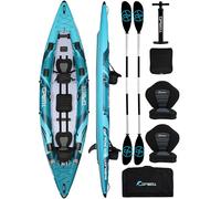 UPWELL 11'/14'6”Inflatable Kayak with Drop Stitch Floor and Accessories Including Kayak Seat with Thickened Cushion, Paddle, Fin, Repair Kits, Carry Bag and Hand Pump