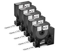 Upwinning 45013 Compatible with Dymo D1 Label Tape 12mm x 7m Black on White | S0720530, Compatible For Dymo LabelManager 160 100 120P 210D 260P 280 360D 420P 640CB, For LabelPoint 150 200, 5 Pack