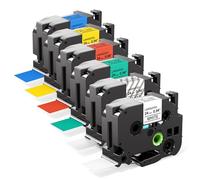 Upwinning Label Maker Tape 24mm Compatible with Brother P Touch Label Tape 24mm White Clear Red Blue Yellow Green, Compatible for Brother P-Touch D600 E550W P700 P750W 2430 H500 Label Printer, 6 Pack