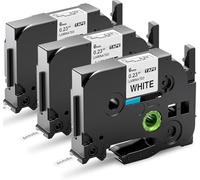 Upwinning TZe-211 Compatible with Brother P Touch Tape 6mm, White, 3 Pack | Tze 6mm Laminated, Black on White, Compatible with Brother P-touch Label Printers E110 H105 H110 H200 900 1000 1010