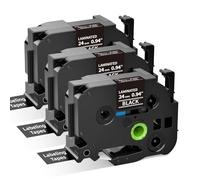 Upwinning TZe-355 Compatible with Brother P-Touch Label Tape 24mm Black, 3X