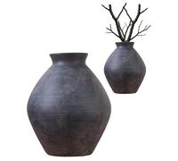 UPWOIGH 12" Modern Distressed Ceramic Vase, Large Antique Brown Terracotta Floor Vase, Farmhouse Pottery Clay Decorative Vase for Table Centerpiece, Living Room Bedroom Home Décor