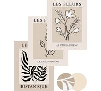 UPWOIGH Flower Pictures Wall Decor - Set of 3 Floral Wall Art, Black and White Botanical Prints Posters, Rustic Canvas Art Vintage, Farmhouse Art, 11x14 Botanical Prints Picture for Living Room, Boho