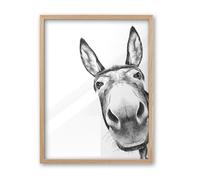 UPWOIGH Funny Donkey Oak Framed Canvas Wall Art, 12x16in Black and White Donkey Print for Bedroom Living Room Bathroom Wall Decor, Humorous Poster Aesthetic Gift Idea, 1Pack