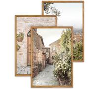 UPWOIGH Italy Wall Art Set of 3, 16x24in (40x60CM) Framed Tuscany Landscape and Florence Architecture Prints, Farmhouse Wall Decor for Living Room, Bedroom, Office, Natural Cotton Posters