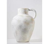 UPWOIGH Large Beige Ceramic Flowers Vase,30.5x21 CM Tall Rustic Farmhouse Pottery with Aged Texture,Boho Stoneware Decorative Jar,Vintage Matte Finish with Handle,Centerpiece for Home Decor,Office