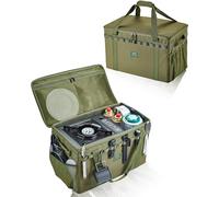 UPWOIGH Large Tactical Tool Bag, 40L Green Collapsible Storage Box Organizer, 600D Oxford Fabric with Waterproof Bottom, Adjustable Dividers, Overlanding Gear for Camping and Travel
