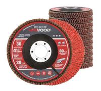 UPWOOD 10 Pack 4-1/2" x 7/8" Extended Flap Ceramic Discs, Type 29, 36 Grit, Extra-Dense Long Flap Design for Faster Cutting and Longer Life, 115mm Heavy-Duty Grinding Wheels for Angle Grinder