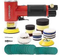 UPWOOD 2''/3'' Mini Air Sander Polisher Kit, Dual Action Random Orbital Sander with 24 Dry/Wet Sanding Pads (80-320) & 16 Polishing Discs, Pneumatic Polisher for Car Detailing, Metal & Wood Polishing
