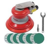 UPWOOD 5 Inch Pneumatic Orbital Sander, Lightweight, Non-Vacuum, 3/16" Orbit, 12,000 RPM, with 10 Green Abrasives (60-320 Grit), for Car Body, Wood, Composites
