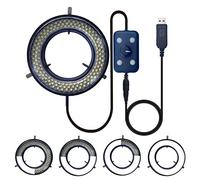 UPWTKIM Microscope Light LED Ring Illuminator, USB 144 LEDs with 4 Lighting Zone Adjustable for Industry Digital Monocular Binocular Trinocular Stereo Microscope Camera