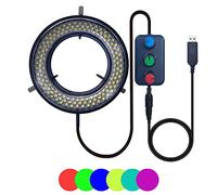 UPWTKIM Microscope Light LED Ring Illuminator, USB 144 RGB LED Color Adjustable Lamp for Industry Electronic Monocular Binocular Trinocular Stereo Microscope Camera